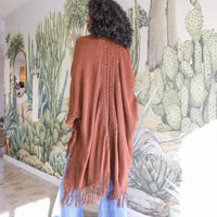 Open Work Frayed Border Cardigan