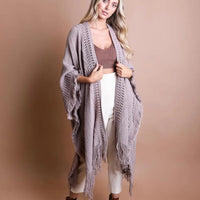 Open Work Frayed Border Cardigan