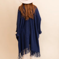 Open Work Frayed Border Cardigan