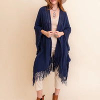 Open Work Frayed Border Cardigan