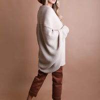 Beige Bat Sleeve Knit Cardigan
