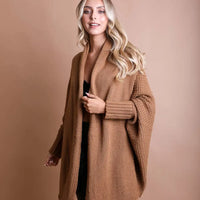 Camel Bat Sleeve Knit Cardigan