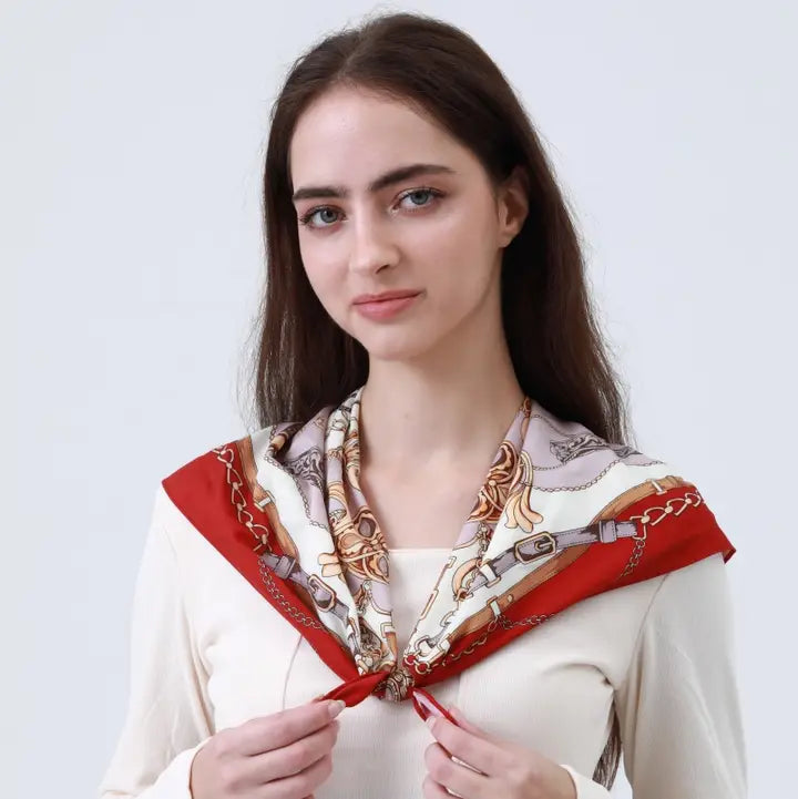 Vintage Chain Rope Print Scarf – Silky Bandana Style