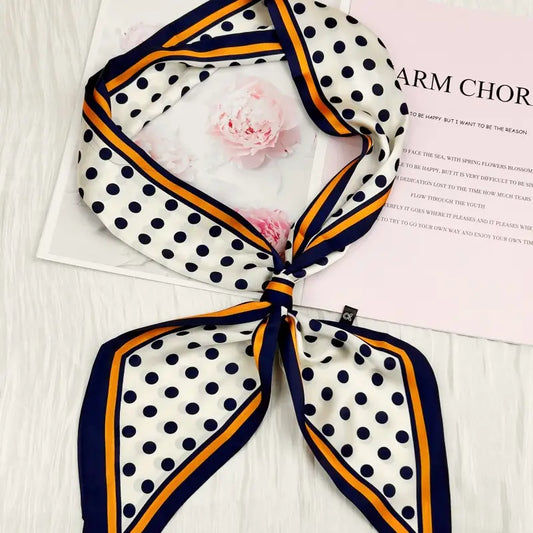 Polka Dot Satin Silky Skinny Scarf