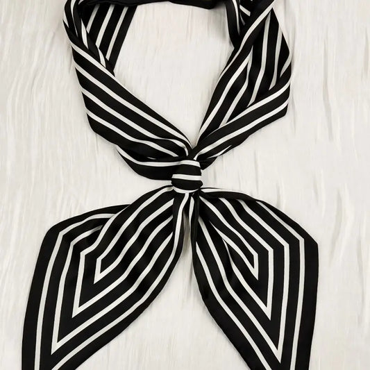 Striped Satin Silky Skinny Scarf