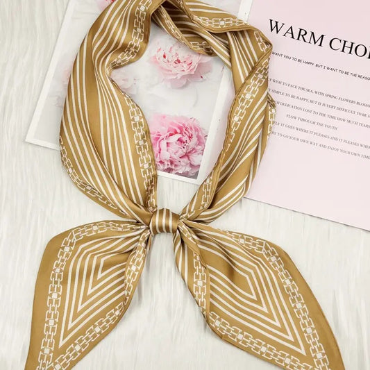 Chain Stripe Satin Silky Skinny Scarf