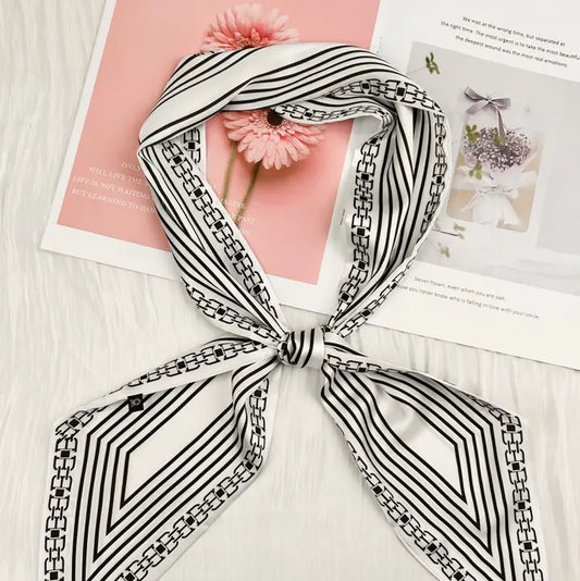 Striped Satin Silky Skinny Scarf