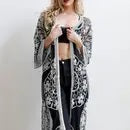 Contrast Mesh Cotton Lace Cover Up