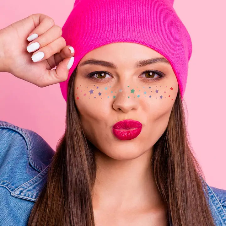 Rainbow Starry Freckles Temporary Tattoo