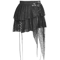 Punk Lace Irregular Mini Skirt