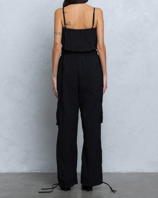 Tube Top Parachute Cargo Jumpsuit