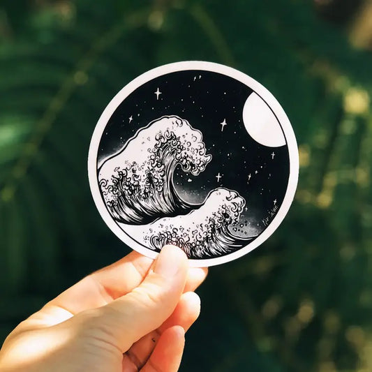 Waves And Night Sky Sticker