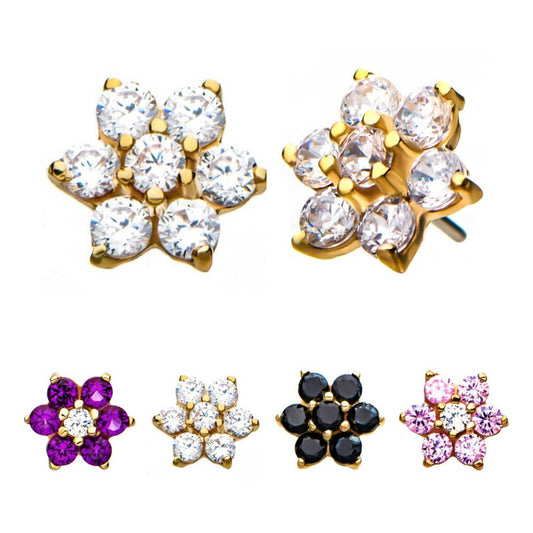 Fleur en or 14 carats sans fil