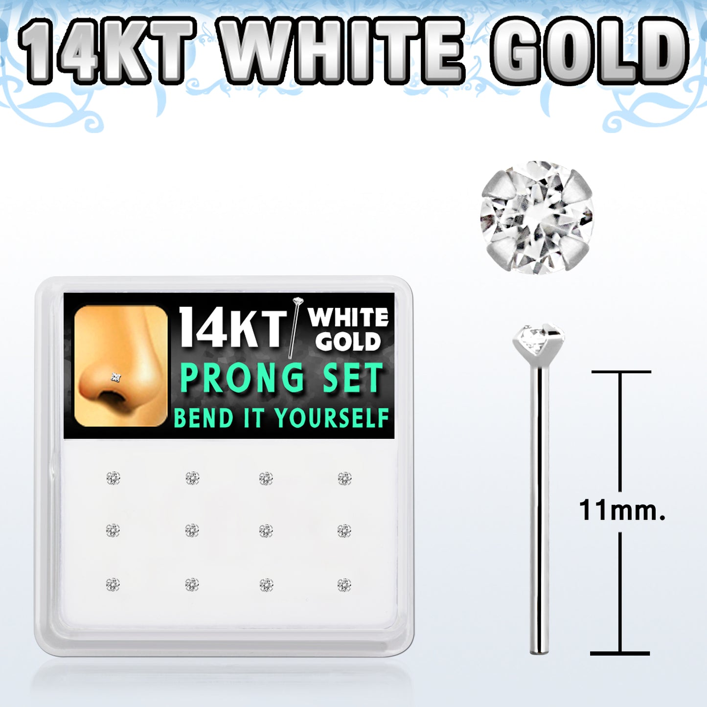 14kt White Gold With 1.5mm Prong Gem