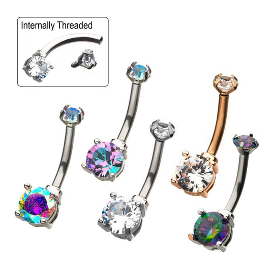 Prong Set Front Facing Round Gem Navel