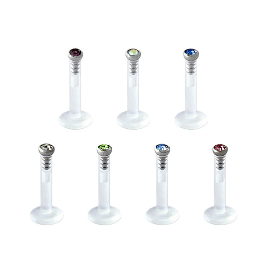 Labret Push Fit Gem Top Bio Pierce
