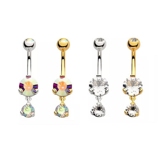 Pendentif double rond à 3 griffes avec zircone cubique