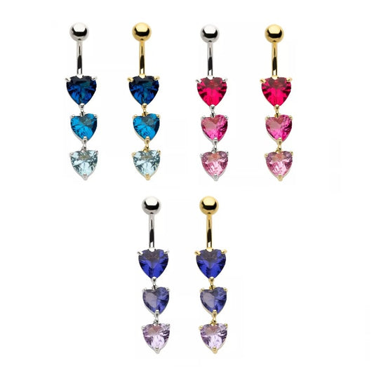 Pendentif multicolore à 3 pierres précieuses en forme de cœur