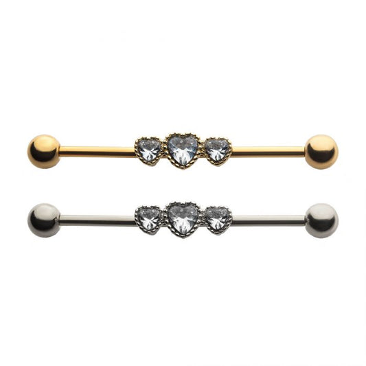 Gemme perlée à 3 cœurs