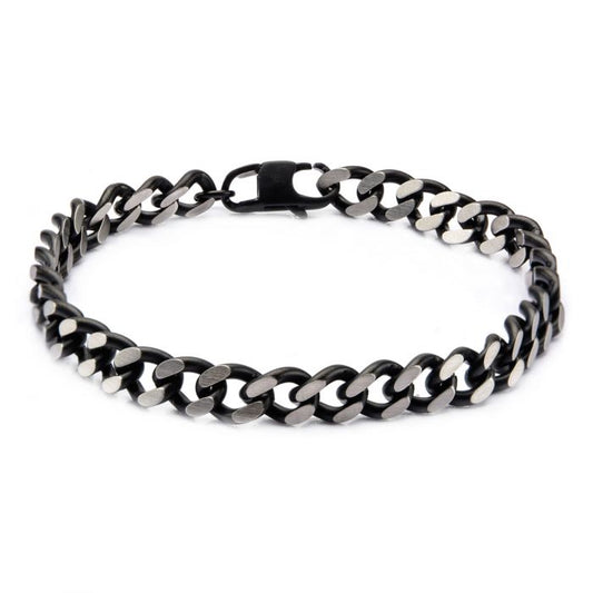 Black IP Diamond Cut Chain Bracelet 8.5"