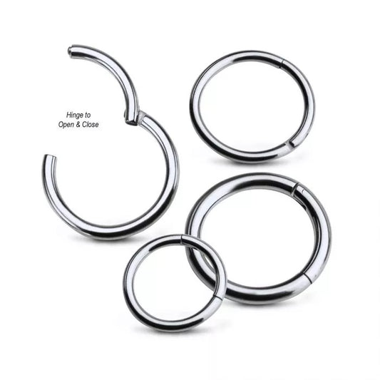 Titanium Plain 12G-8G Hinged Hoop