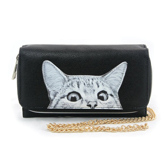 Cartera de gatos asomando