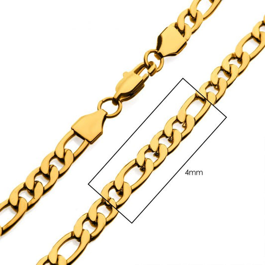 18K Gold IP Figaro Chain 4mm 20"
