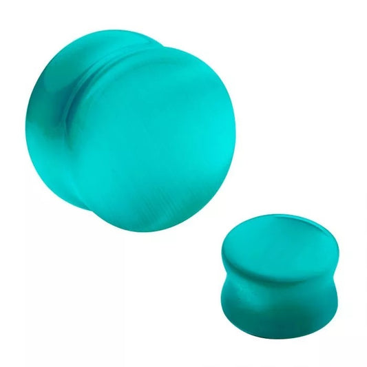 Teal Cat's Eye Double Flare Plug 0g - 7/8"