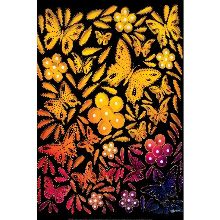 Flowers And Butterflies Art Print