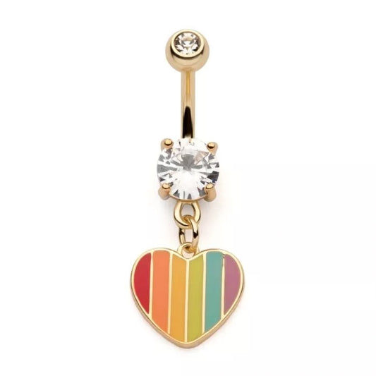 Pendentif coeur en émail arc-en-ciel
