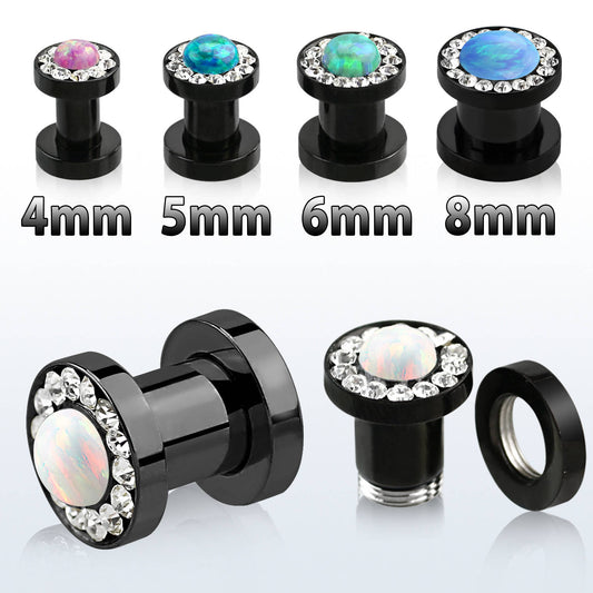 Centro de ópalo de 14 g a 2 g con borde de gema negro transparente