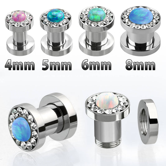 Anillo con gema transparente con centro de ópalo 14 g - 2 g