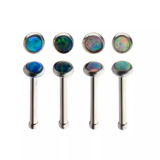 Hueso de nariz de 20 g con piedra biselada de ópalo de 2 mm