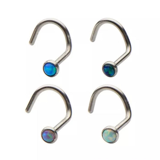20g Surgical Steel 2mm Opal Bezel
