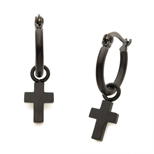 Cerceau IP noir mat avec boucles d’oreilles Cross Dangle