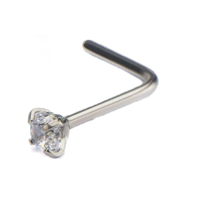 Clou de nez en forme de L, ensemble de griffes de 20 g, 2,5 mm, gemme transparente