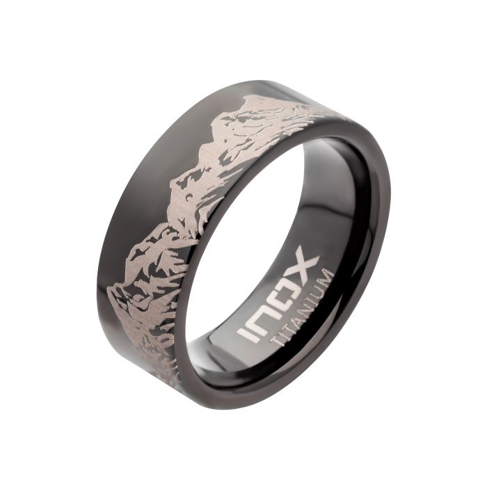 Anillo Titanio Negro Paisaje Talla 10