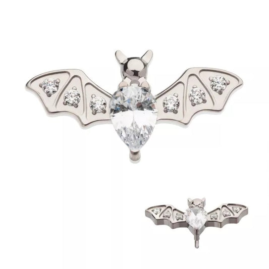 Bat With 6 Small Gem And 1 Big Tear Gem Threadless Top