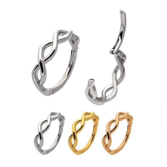 Cerceau à charnière torsadé orienté vers le côté